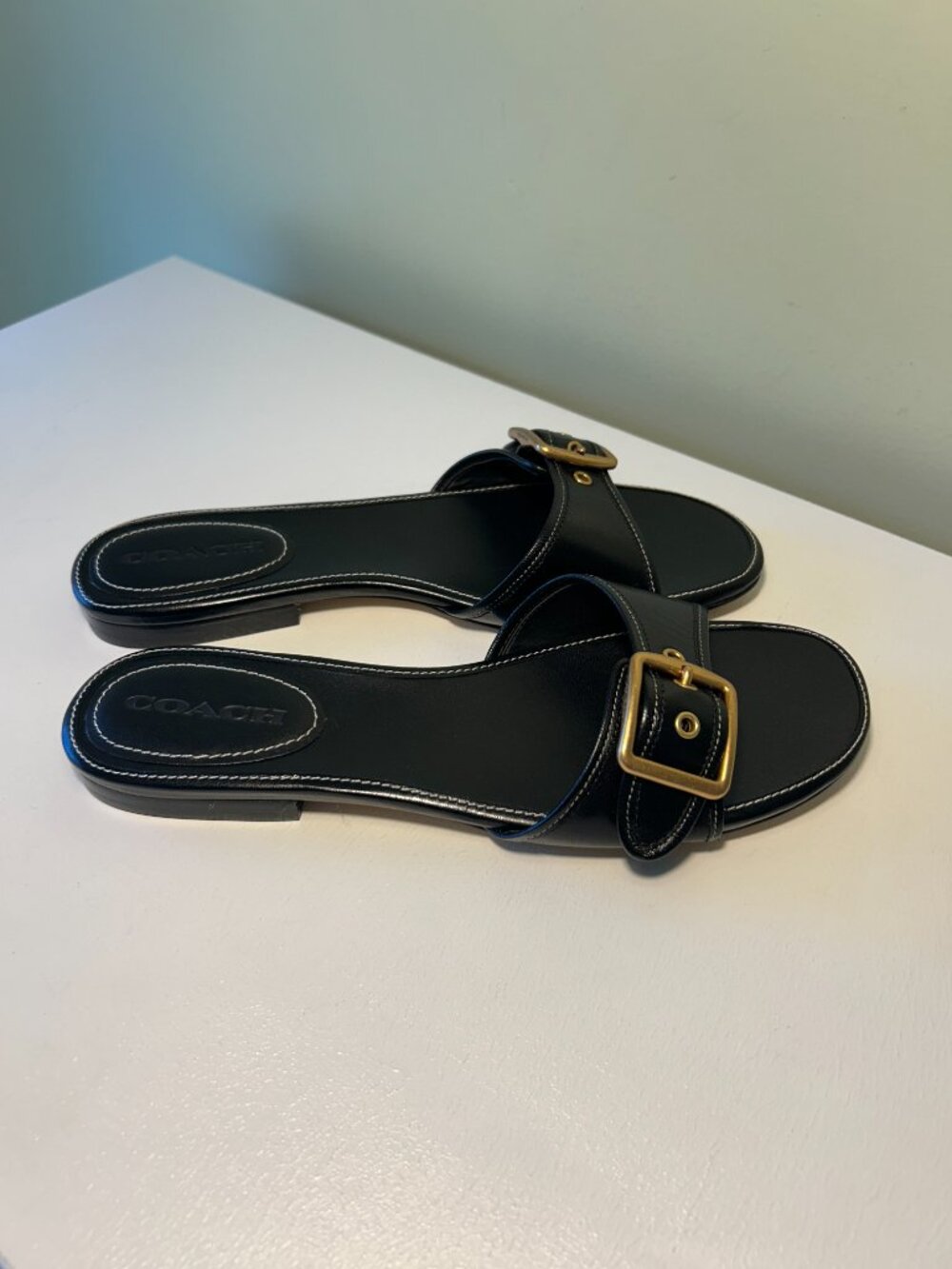 Coach Women's Margot Leather Flat Sandal - Picture 9 of 16